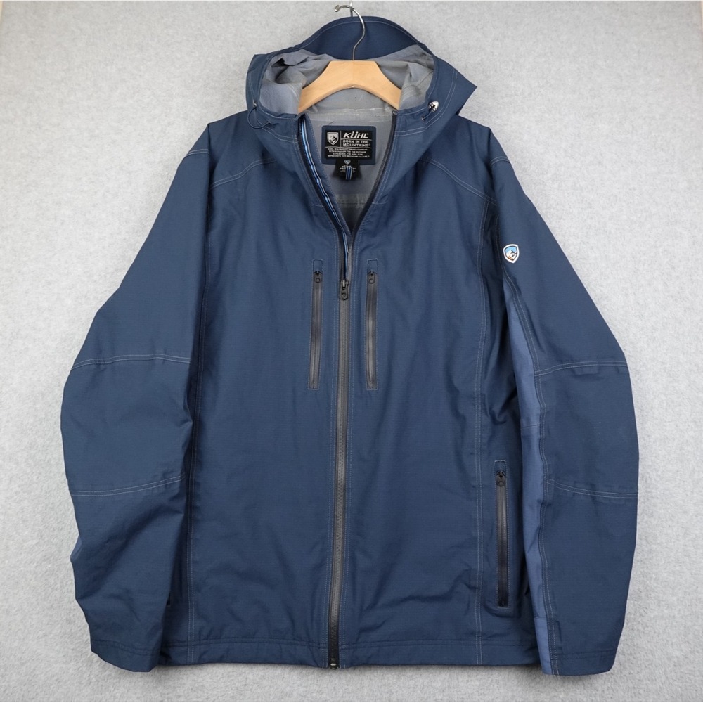Kuhl Projekt Jetstream Mens Blue Hooded Softshell Technical Outdoor Jacket Large